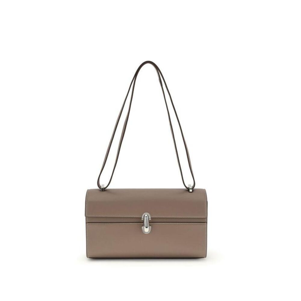 Savette Calf Leather Bos Taurus Shoulder Bag Women Gray Shoulder Bags